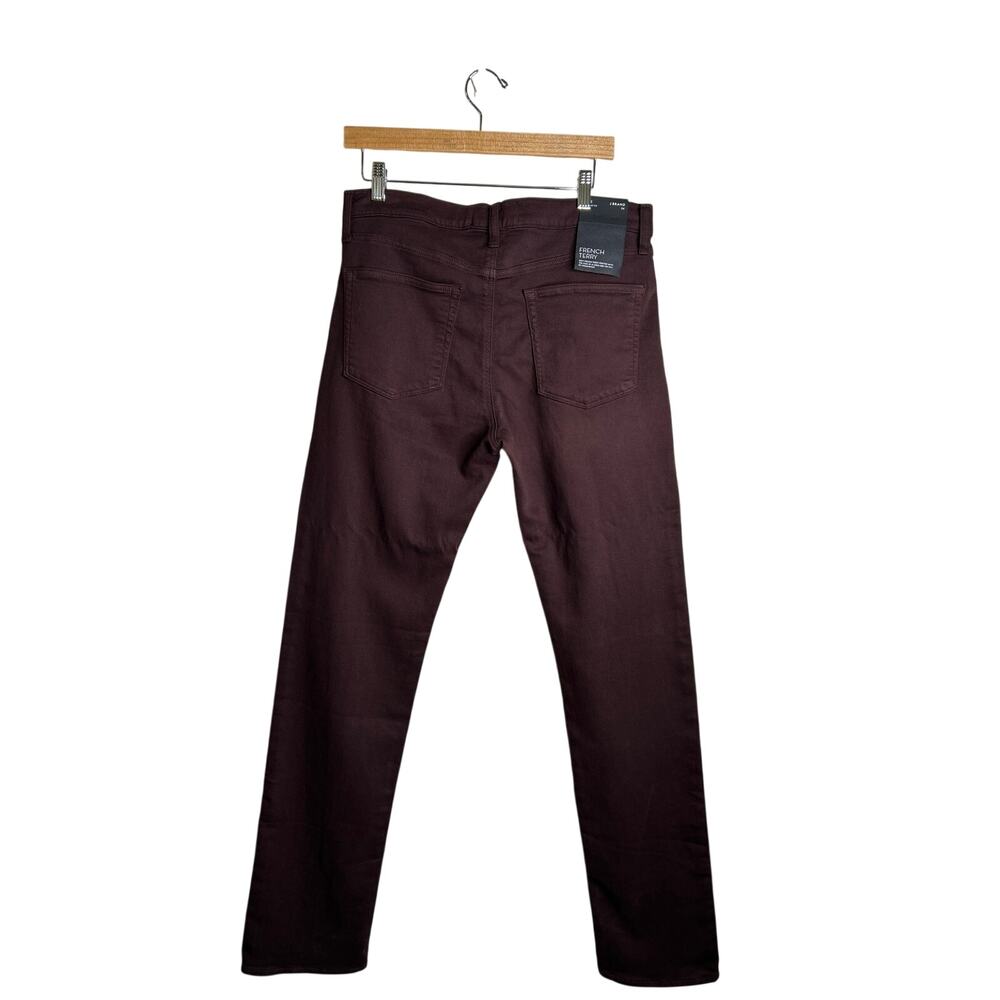 J Brand Kane Straight Fit Jean French Terry Burgundy Size 34 NWTs - Picture 2 of 13